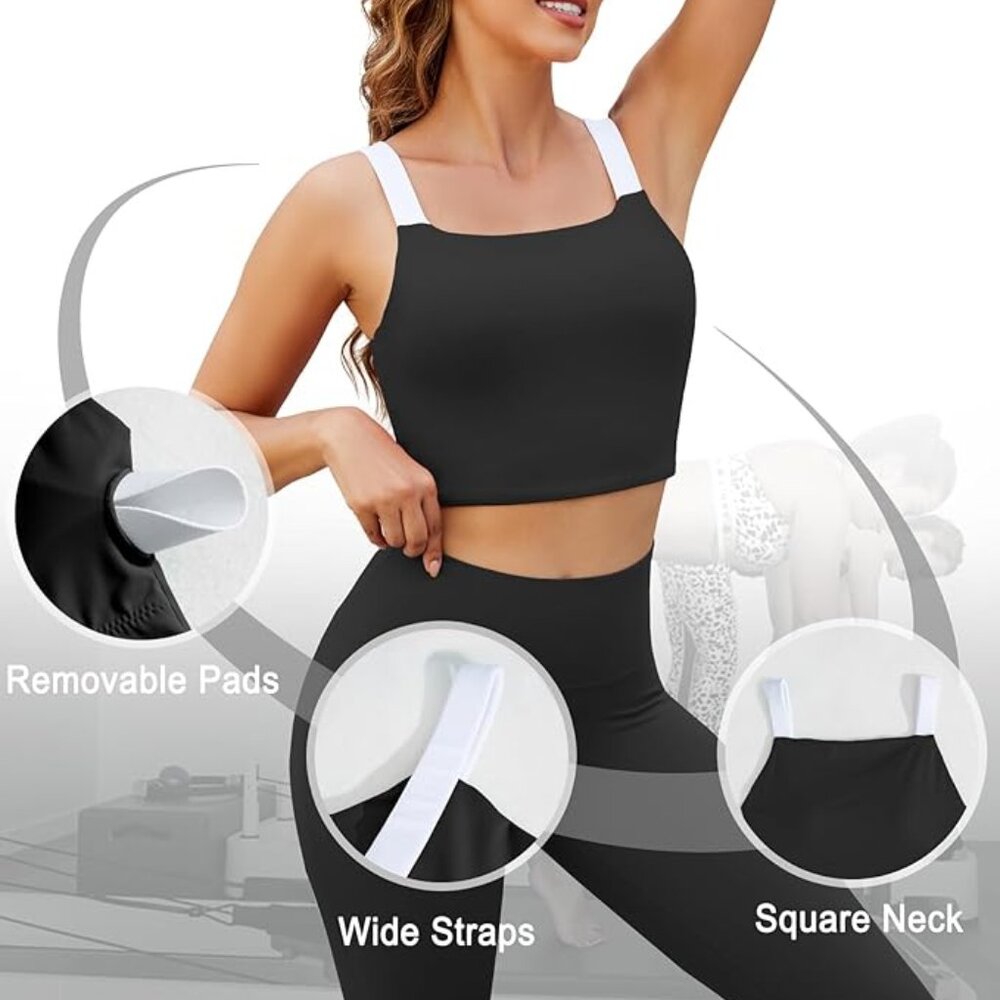 NEW! Longline High-Impact Lined Support Sports Athletic Bra with Removable Cups - Picture 9 of 15